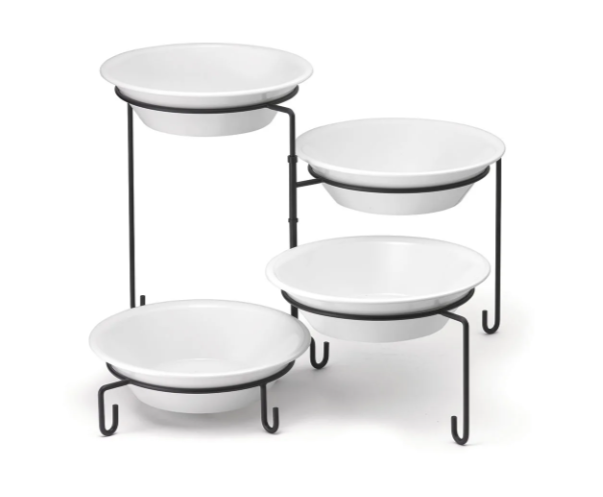TableCraft BKP4 Four Tiered Stand, 9 Dia x 14 1/2"H, Metal, Black