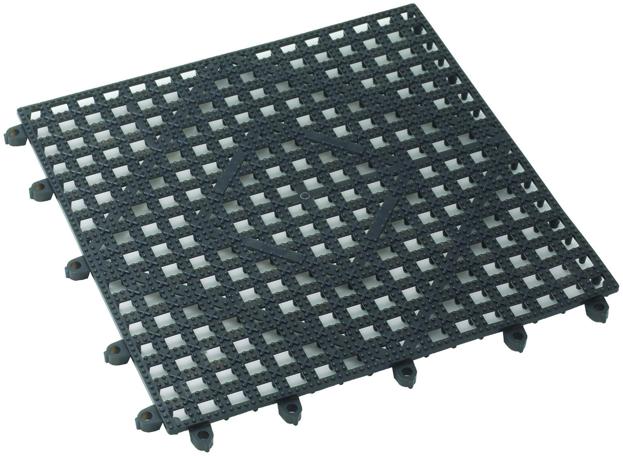 Winco BML-12K Plastic Lightweight Interlocking Bar Mat 12" x 12" - Dark Smoke - 12/Case