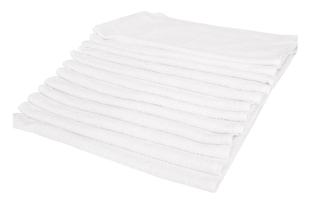 Ritz BMP Plain Non-Ribbed Terry Bar Mop Towel 16" x 19" - White - 12/Pack