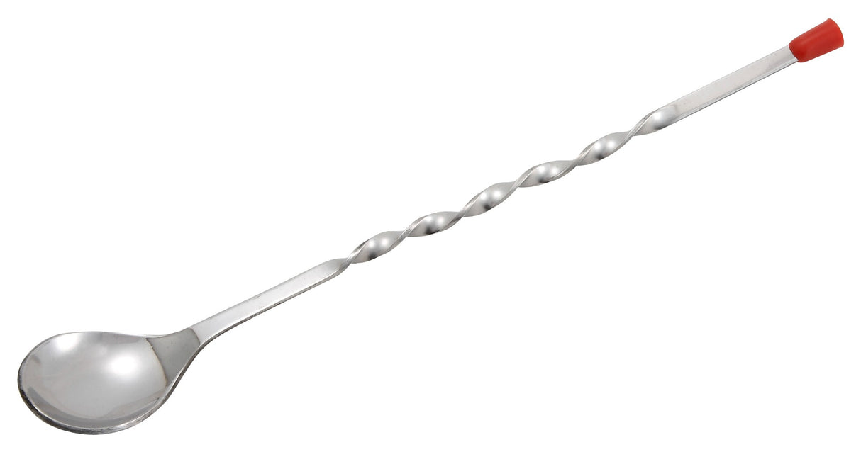 Winco BPS-11 Stainless Steel Twisted Handle Bar Spoon with Red Knob 11" - 24/Case
