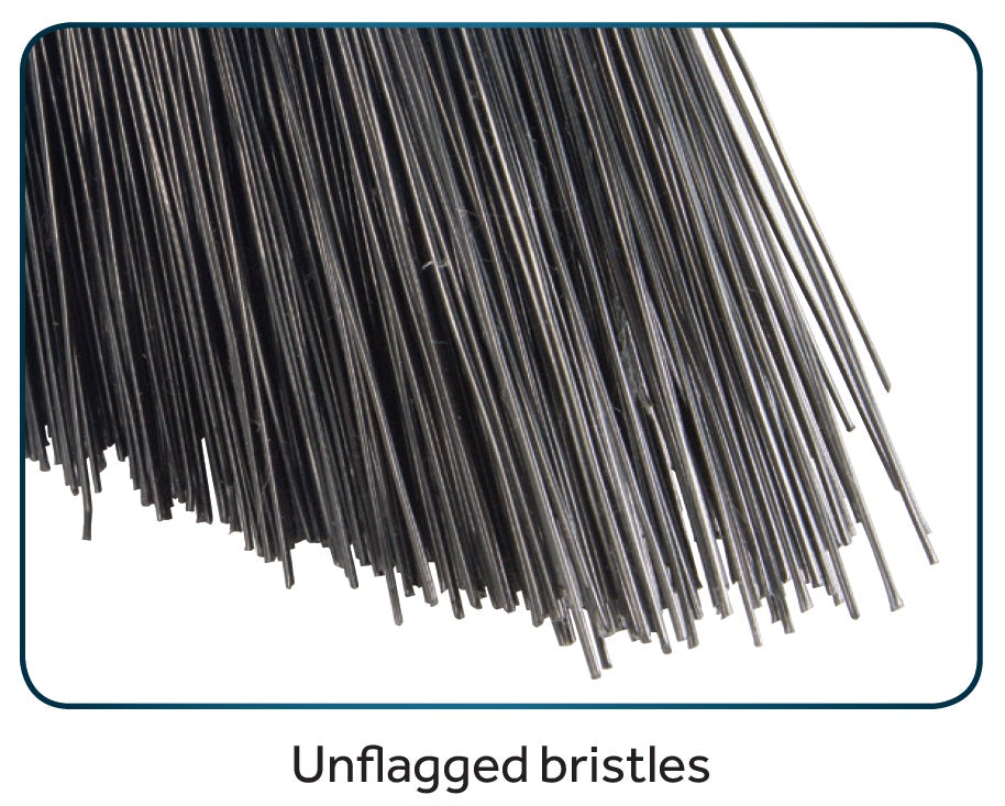 Winco BRAU-9K-H Heavy-Duty Angled Broom with Black Unflagged Bristles and 48"L Black Fiberglass Handle - 12/Case