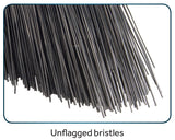 Winco BRAU-9K-H Heavy-Duty Angled Broom with Black Unflagged Bristles and 48"L Black Fiberglass Handle - 12/Case
