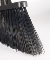 Winco BRAU-9K-H Heavy-Duty Angled Broom with Black Unflagged Bristles and 48"L Black Fiberglass Handle - 12/Case