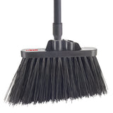 Winco BRAU-9K-H Heavy-Duty Angled Broom with Black Unflagged Bristles and 48"L Black Fiberglass Handle - 12/Case