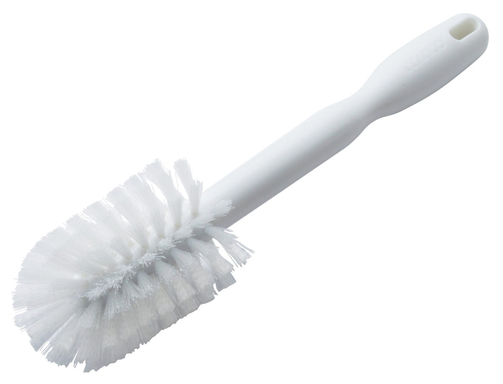Winco BRB-12 Bottle Cleaning Brush with Soft Polyester Bristles and Plastic Handle 12"L x 2-3/4" dia. - White