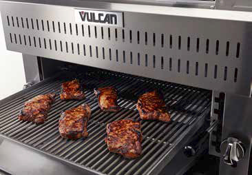 Vulcan VBB1SF V Series Heavy Duty Upright Ceramic Radiant Natural Gas Broiler w/ 3 Burners, Finishing Oven, and Standard Oven Base 36" - 155,000 BTU