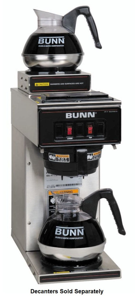Bunn 13300.0002 VP17-2 stainless steel two station pourover decanter coffee maker with upper and lower warmer