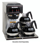 Bunn 13300.0003 VP17-3 stainless steel three station pourover decanter coffee maker with three lower warmers