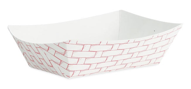 Boardwalk BWK30LAG050 Red/White Paper Food Boat Tray 1/2 lb. Capacity - 1000/Case