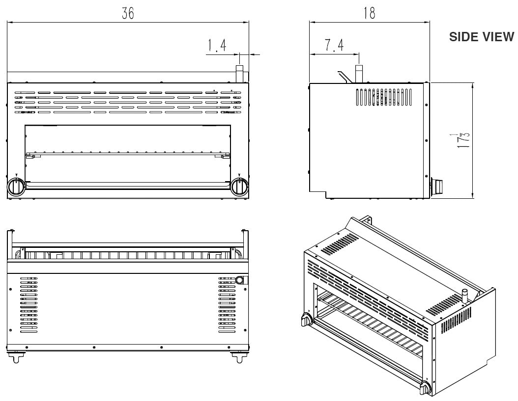 Migali C-CM-36-NG Competitor Series Countertop Infrared Natural Gas Cheesemelter 36" - 43,000 BTU