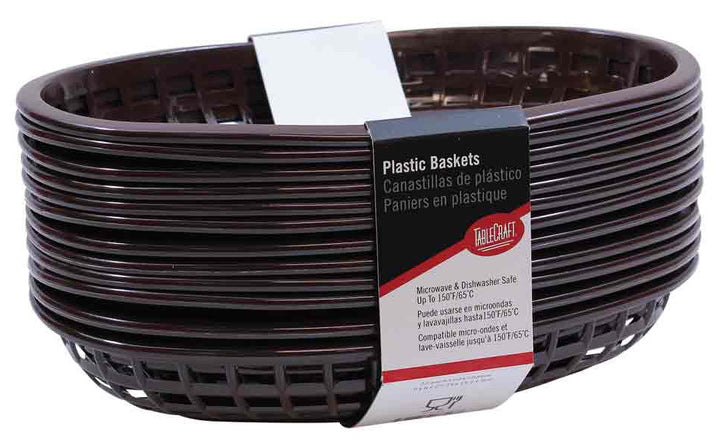 TableCraft C1074BR Classic Plastic Oval Basket 9-1/4" x 6" x 1-3/4" - Brown - 12/Case