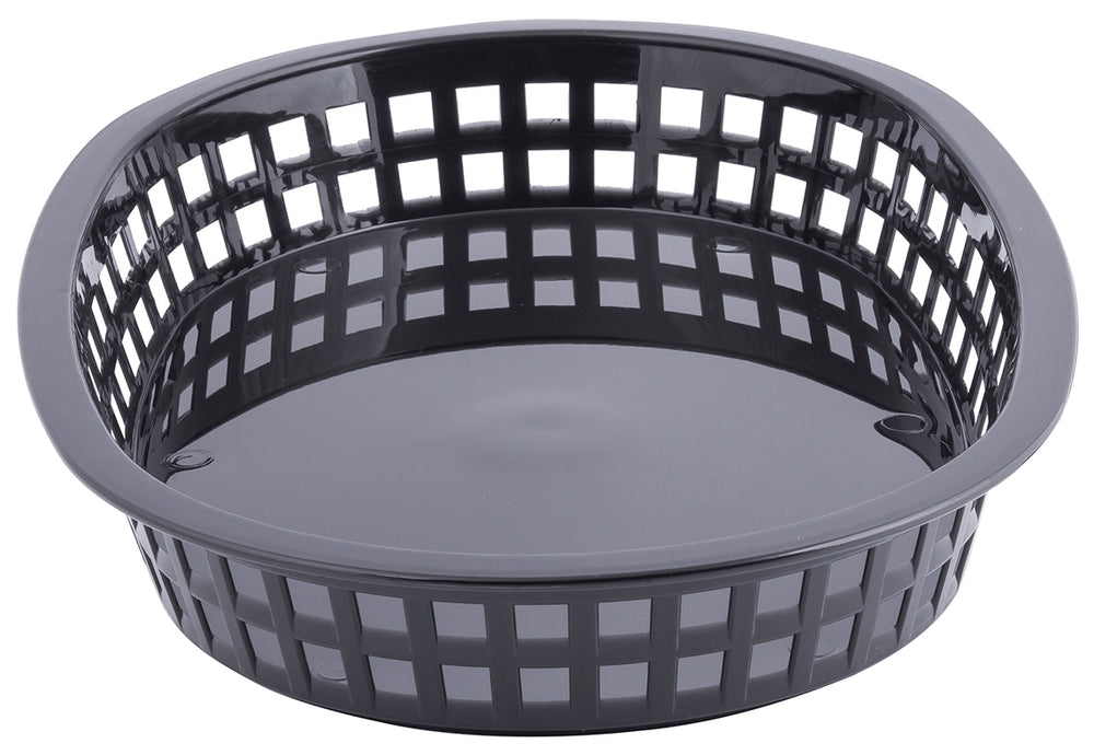 TableCraft C1076BK Chicago Plastic Oval Platter Basket 10-1/2" x 7" x 1-1/2" - Black - 12/Case