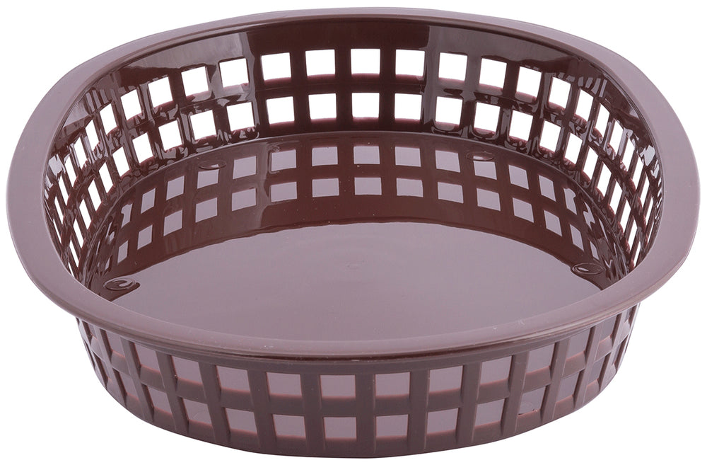 TableCraft C1076BR Chicago Plastic Oval Platter Basket 10-1/2" x 7" x 1-1/2" - Brown - 12/Case
