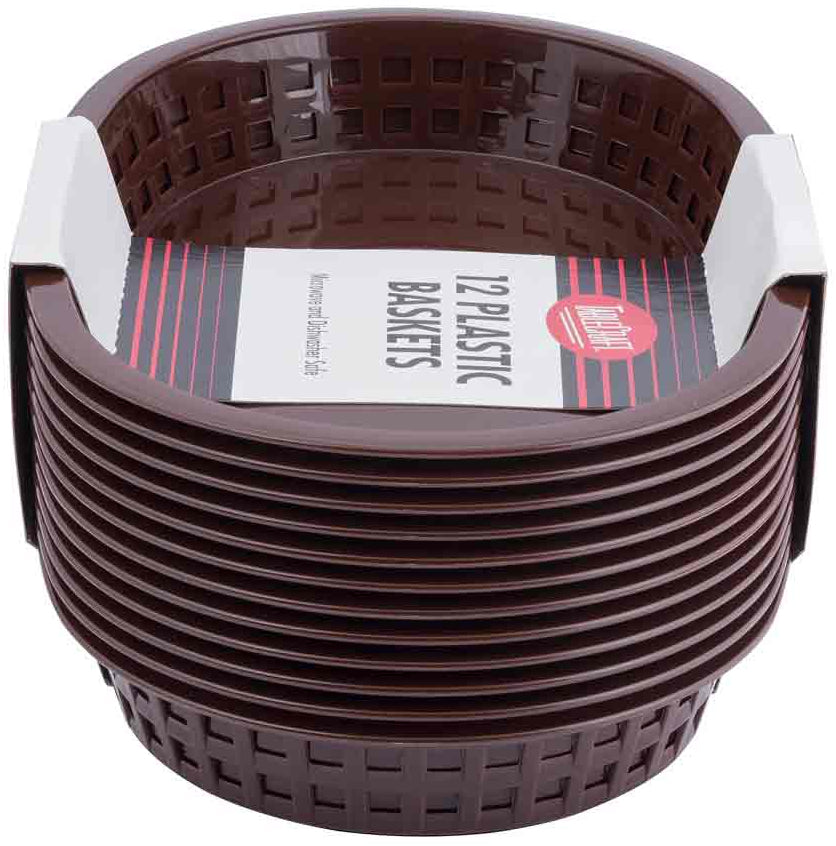 TableCraft C1076BR Chicago Plastic Oval Platter Basket 10-1/2" x 7" x 1-1/2" - Brown - 12/Case
