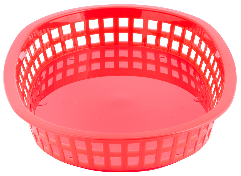 TableCraft C1076R Chicago Plastic Oval Platter Basket 10-1/2" x 7" x 1-1/2" - Red - 12/Case