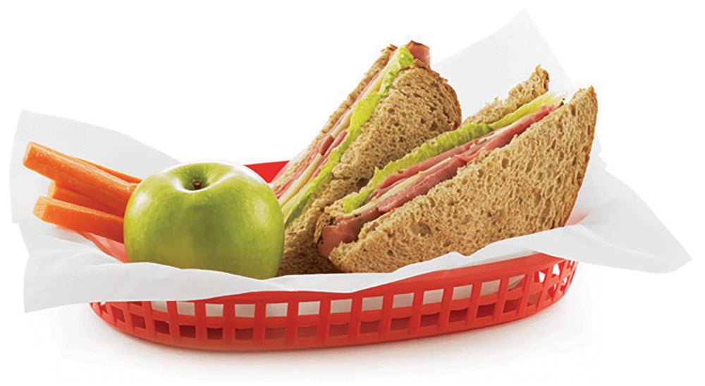 TableCraft C1076R Chicago Plastic Oval Platter Basket 10-1/2" x 7" x 1-1/2" - Red - 12/Case