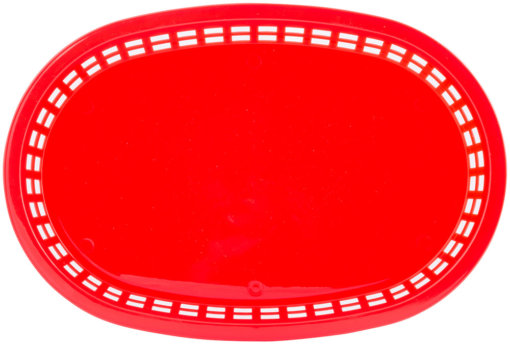 TableCraft C1076R Chicago Plastic Oval Platter Basket 10-1/2" x 7" x 1-1/2" - Red - 12/Case