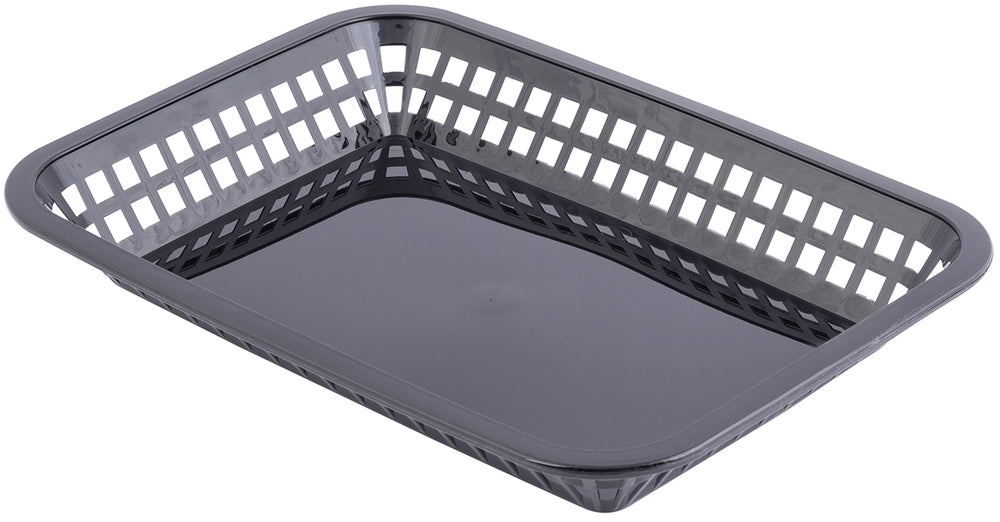 TableCraft C1077BK Grande Plastic Rectangular Platter Basket 10-3/4" x 7-3/4" x 1-1/2" - Black - 12/Case