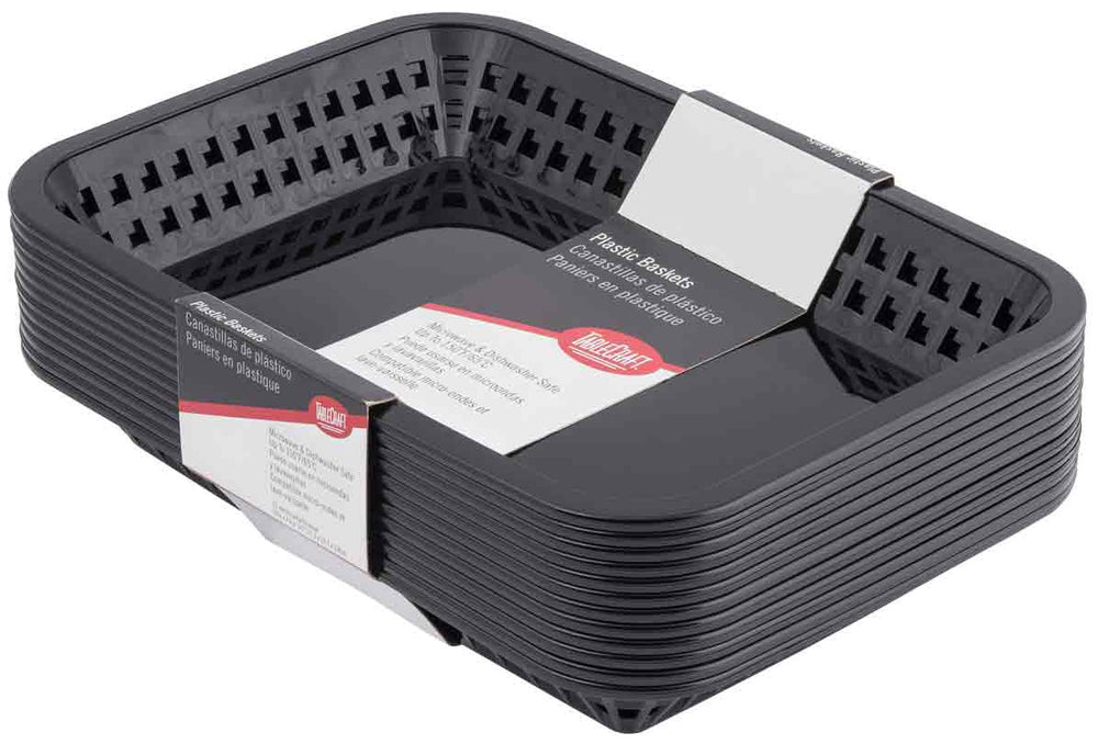 TableCraft C1077BK Grande Plastic Rectangular Platter Basket 10-3/4" x 7-3/4" x 1-1/2" - Black - 12/Case