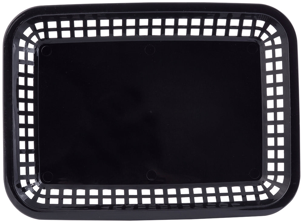TableCraft C1077BK Grande Plastic Rectangular Platter Basket 10-3/4" x 7-3/4" x 1-1/2" - Black - 12/Case