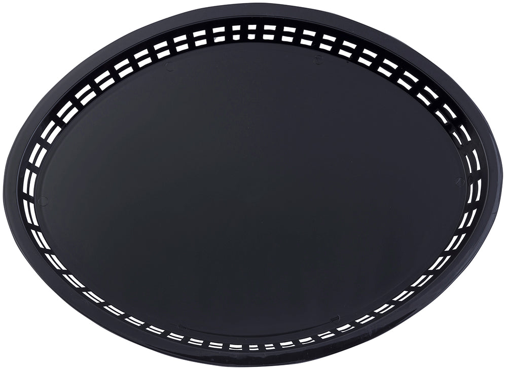 TableCraft C1086BK Texas Plastic Oval Platter Basket 12-3/4" x 9-1/2" x 1-1/2" - Black - 12/Case