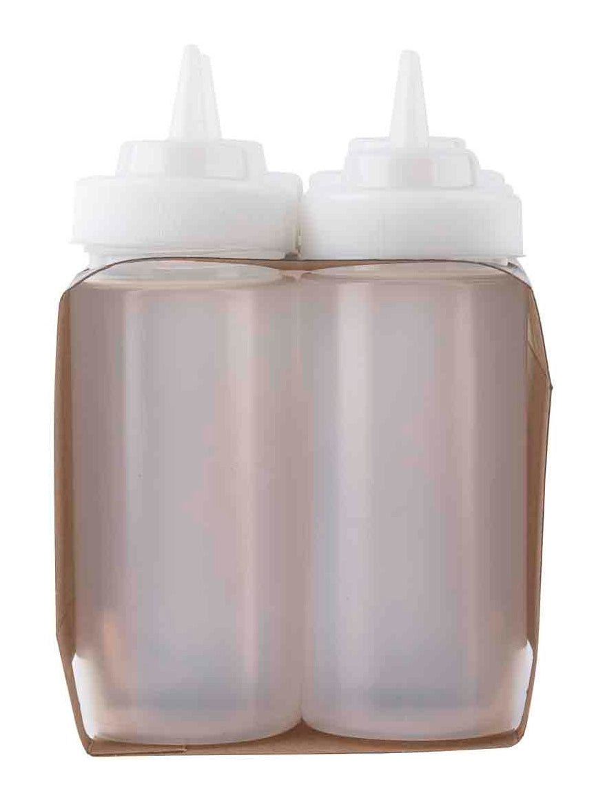 TableCraft C11663C Widemouth Polyethylene Squeeze Bottle with Natural Wide Cone Tip and 63 mm Opening 16 oz. - Clear - (8) 6-Packs/Case