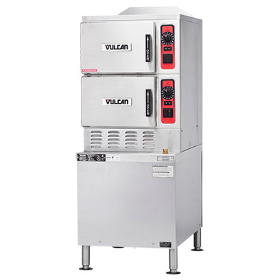 Vulcan C24GA6-NG 2-Compartment Natural Gas Convection Steamer with Basic Controls on Cabinet Base - 6 Pan/cap - 125,000 BTU