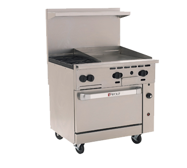 Wolf C36S-2B24G 36" 2 Burner Gas Range w/ Griddle & Standard Oven, Natural Gas