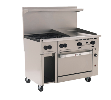Wolf C48S-4B24G 48" 4 Burner Gas Range w/ Griddle & Standard Oven, Natural Gas