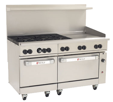 Wolf C60SC-6B24GT 60" 6 Burner Gas Range w/ Standard & Convection Oven, Natural Gas