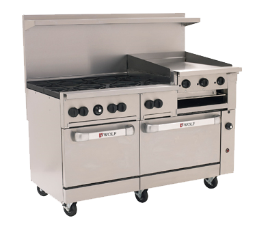 Wolf C60SS-6B24GB 60" 6 Burner Gas Range w/ Griddle & (2) Standard Ovens, Natural Gas