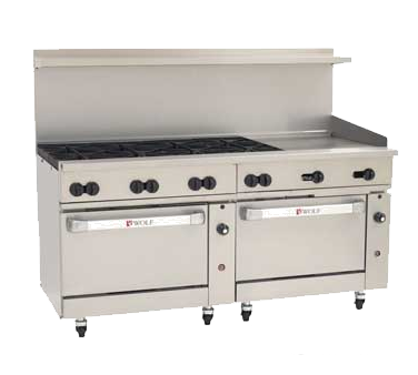 Wolf C72SS-8B24G 72" 8 Burner Gas Range w/ Griddle & (2) Standard Ovens, Natural Gas