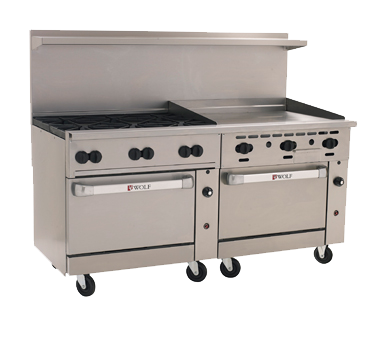 Wolf C72SS-6B36G 72" 6 Burner Gas Range w/ Griddle & (2) Standard Ovens, Natural Gas