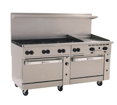 Wolf C72SS-8B24G 72" 8 Burner Gas Range w/ Griddle & (2) Standard Ovens, Natural Gas