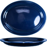 International Tableware CAN-13-MIX Cancun Mixed-Color Rolled Edge Narrow Rim Oval China Platter 11-3/4" x 9-1/4" - 12/Case