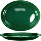 International Tableware CAN-13-MIX Cancun Mixed-Color Rolled Edge Narrow Rim Oval China Platter 11-3/4" x 9-1/4" - 12/Case