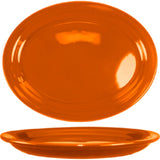 International Tableware CAN-13-MIX Cancun Mixed-Color Rolled Edge Narrow Rim Oval China Platter 11-3/4" x 9-1/4" - 12/Case