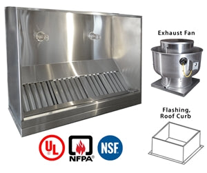 JRSVH4-FF 4ft Jean's Canopy Vent Hood with Exhaust Fan and Flashing