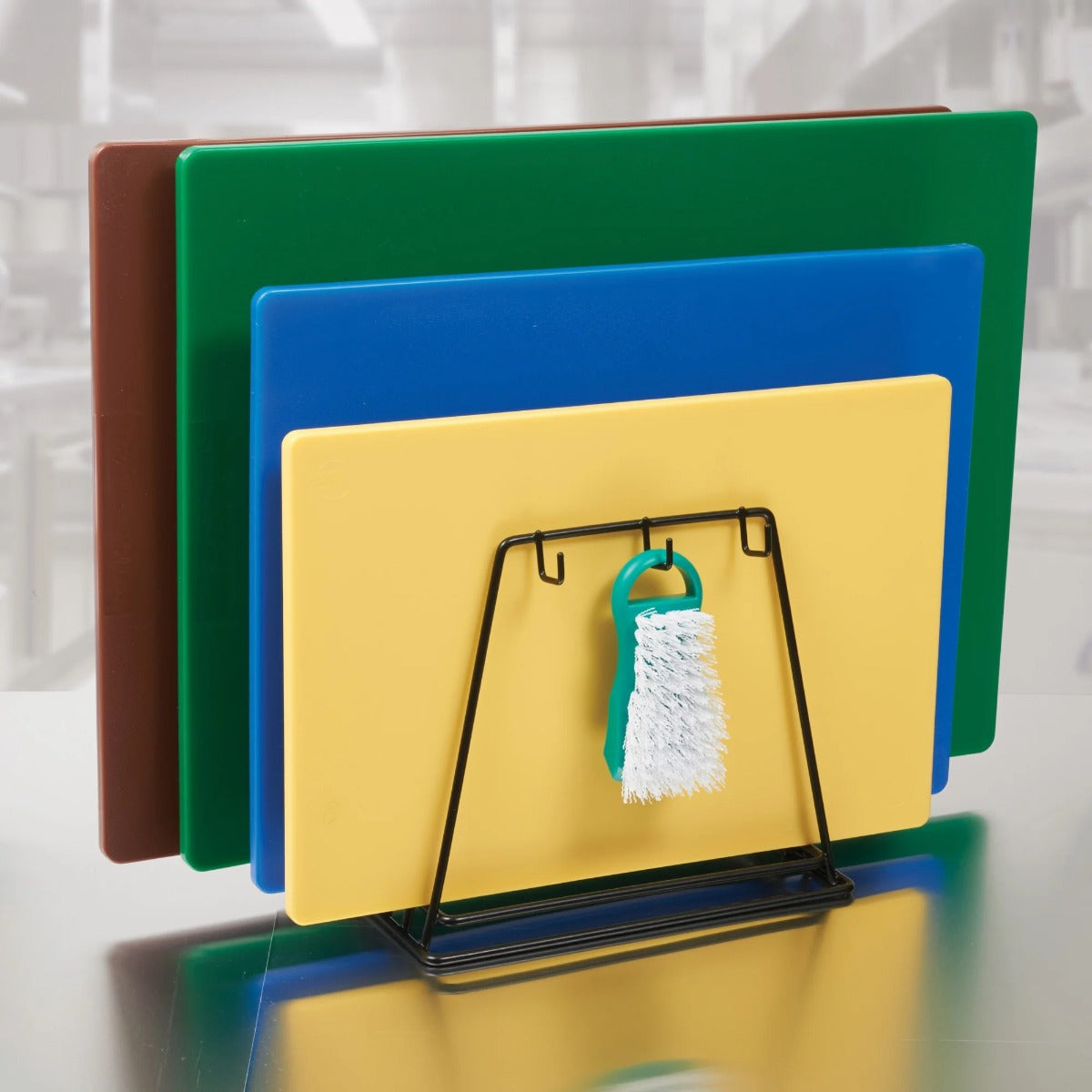Winco CB-6K Vinyl Coated Wire 6-Slot Cutting Board Rack with Hooks