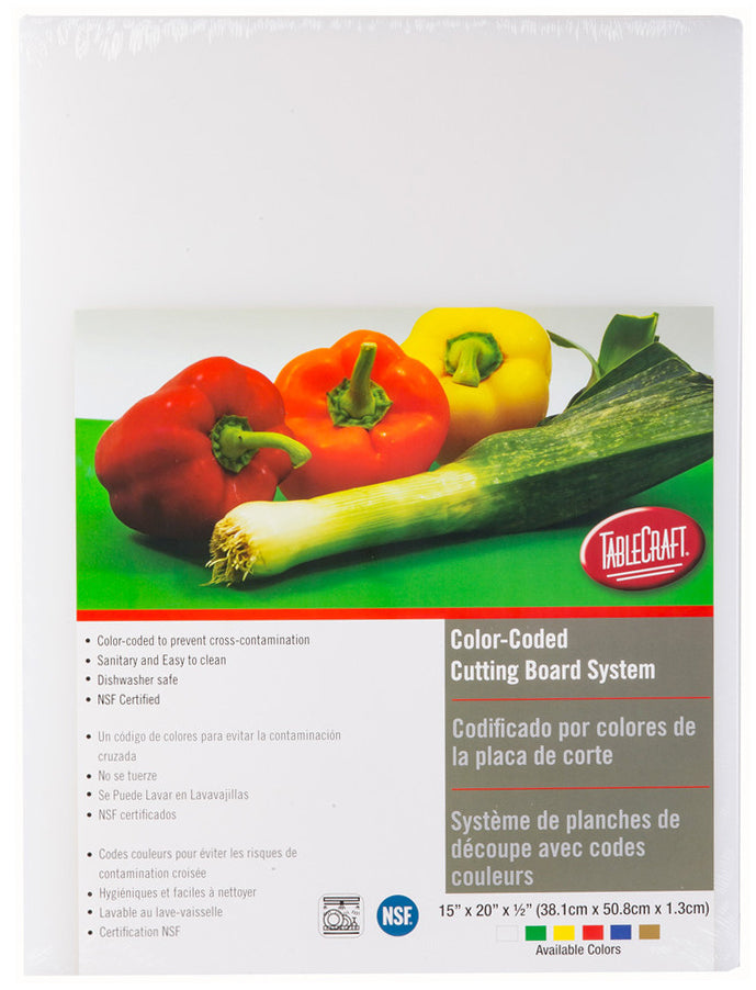 TableCraft CB1520WA Color-Coded Cutting Board 15" x 20" x 1/2" - White