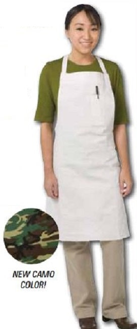 Jayhawk CBA-CM Full Length Bib Apron with Combo Pencil Pocket 28-1/2" x 33" - Camo