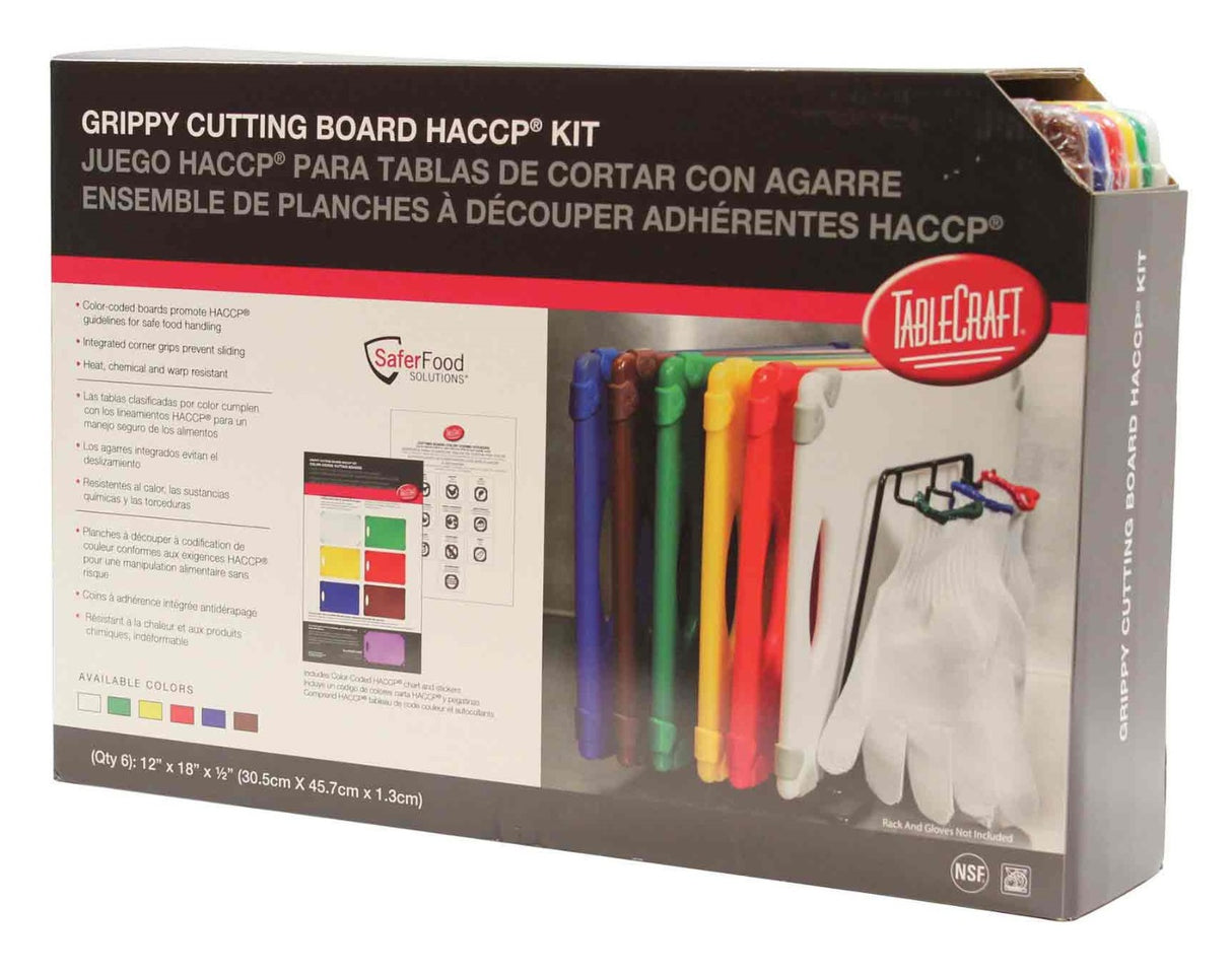 TableCraft CBG1218APK6 Grippy 6-Piece Anti-Slip Heat Resistant Cutting Board Kit 12" x 18" - Assorted Colors