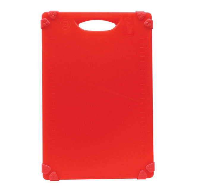 TableCraft CBG1218ARD Cutting Board w/ Anti-Slip Grips, 12" x 18", Polyethylene, Red