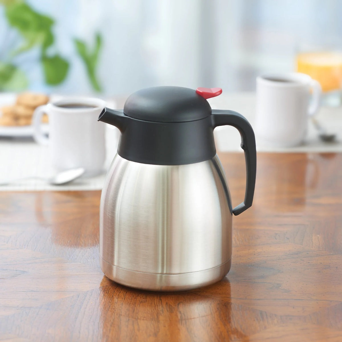Winco CF-LID Black/Red Push Button Carafe Lid for CF-1.2, CF-1.5 & CF-2.0