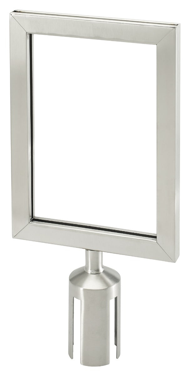 Winco CGSF-12S Removable Stainless Steel Stanchion Top Sign Frame 8-3/4"W x 17-1/2"H - Silver