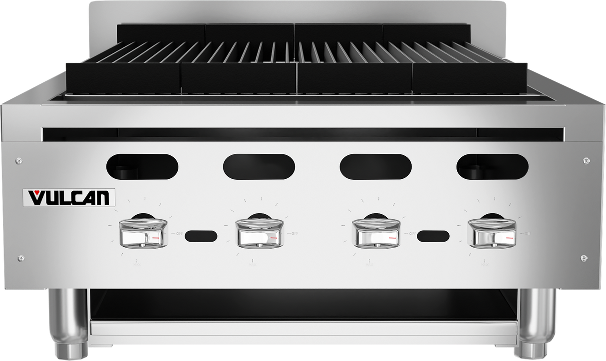 Vulcan VACB25-101 Achiever Countertop Radiant Gas Charbroiler w/ 4 Burners 25-1/8" NG - 68,000 BTU