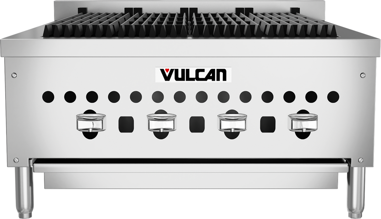 Vulcan VCCB25 Countertop Low Profile Radiant Natural Gas Charbroiler w/ 4 Burners 25" - 58,000 BTU