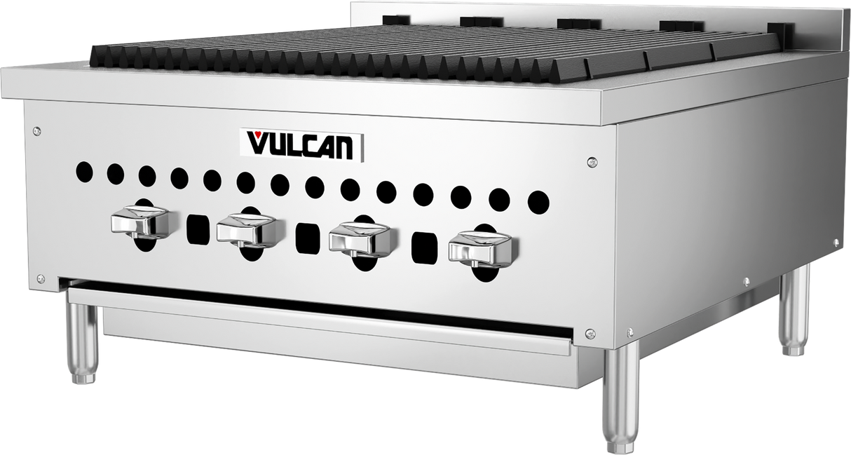 Vulcan VCCB25 Countertop Low Profile Radiant Natural Gas Charbroiler w/ 4 Burners 25" - 58,000 BTU