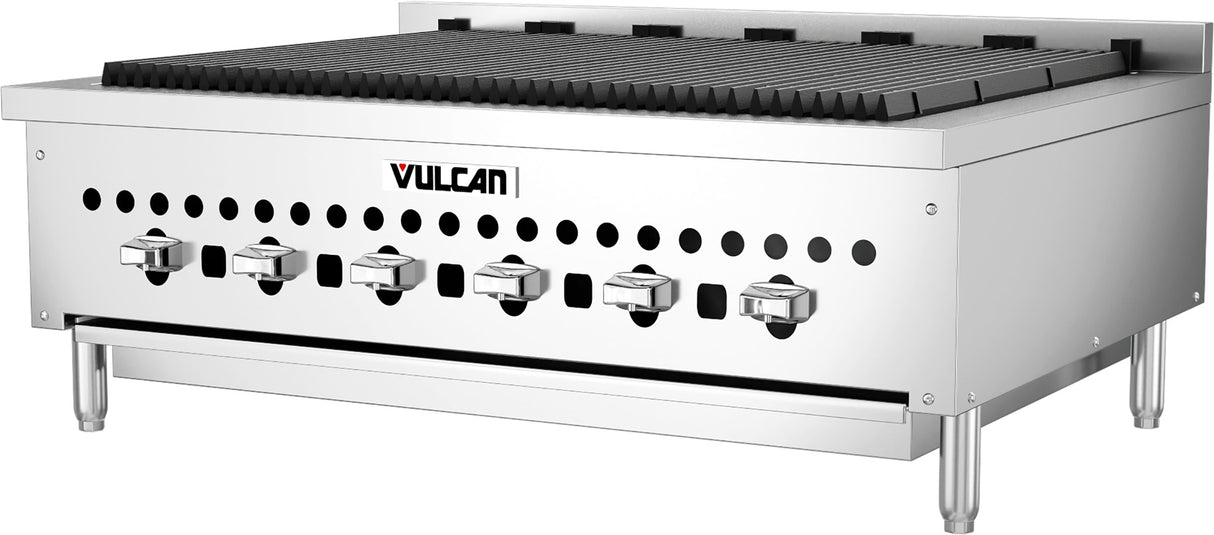 Vulcan VCCB36 Countertop Low Profile Radiant Natural Gas Charbroiler w/ 6 Burners 36" - 87,000 BTU