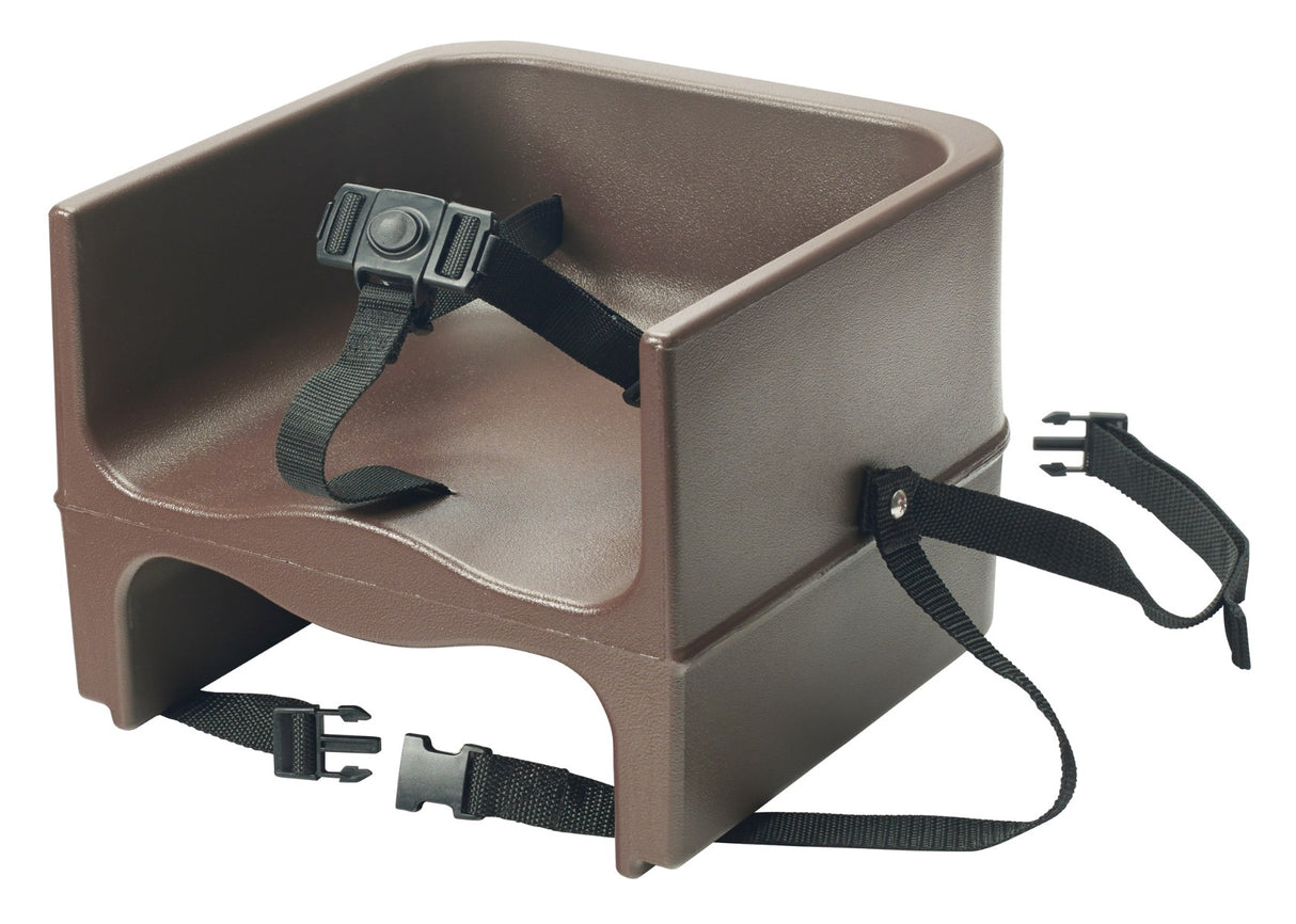 Winco CHB-1P Plastic Single-Sided Booster Seat with 3-Way Safety Strap 13"L x 13"W x 10-1/2"H - Brown